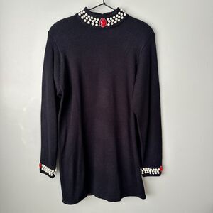 Vintage Darian Petites Black Embellished Sweater Dress Womens Petite Large